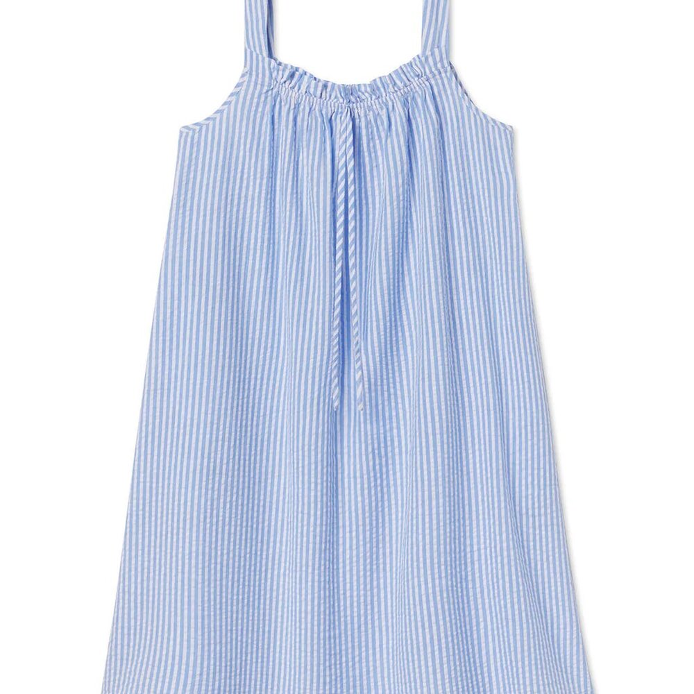 Lake Alice Nightgown in Blue Seersucker
